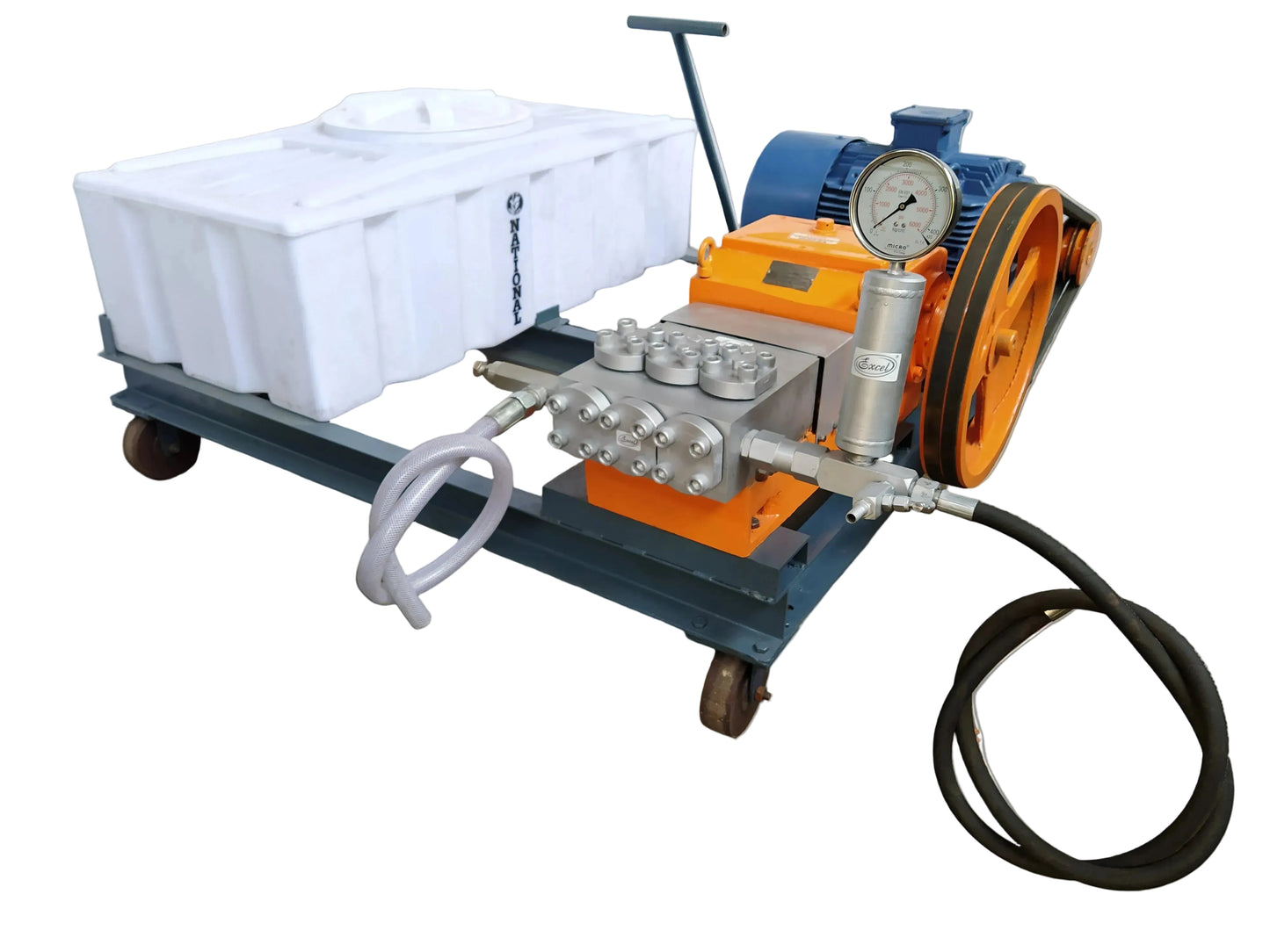 Power Driven Hydro-Test Pumps: Triplex Plunger Pump - Provision of Suction Tank & Trolley